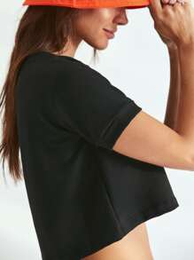 SHE(IN) BRASIL Solid Crop Top - Black - View 4