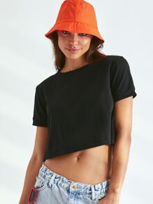 SHE(IN) BRASIL Solid Crop Top - Black - View 5