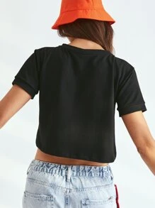 SHE(IN) BRASIL Solid Crop Top - Black - View 7