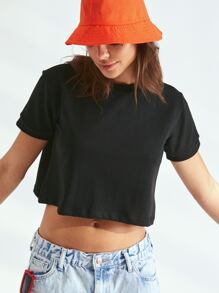 SHE(IN) BRASIL Solid Crop Top - Black - View 8