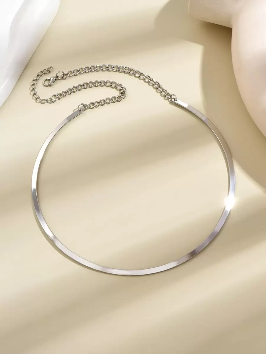 1pc Simple Necklace - Silver - View 1