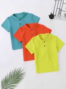 SHEIN Young Boy 3pcs Solid Polo Shirt