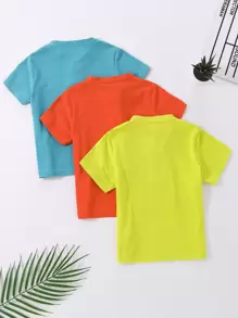 SHEIN Young Boy 3pcs Solid Polo Shirt