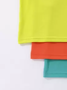 SHEIN Young Boy 3pcs Solid Polo Shirt