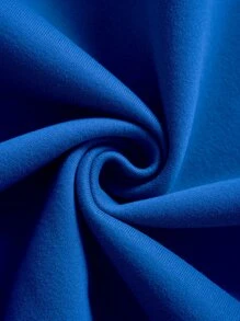 SHEIN EZwear Letter Graphic Zip Up Thermal Lined Drawstring Hoodie - Royal Blue - View 5