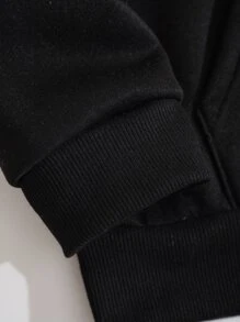 Áo hoodie có khóa kéo in hoa, áo dài tay - màu đen - Xem 5