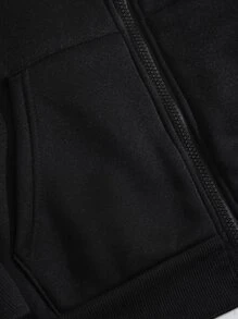 Áo hoodie có khóa kéo in hoa, áo dài tay - màu đen - Xem 6