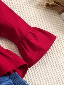 嬰兒荷葉邊荷葉袖襯衫和喇叭褲 - 彩色 - 查看 5