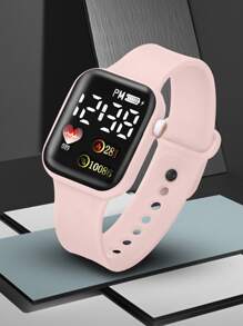 1入組極簡風格電子錶 - 粉色 - 查看 2