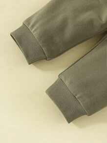 Baby Letter Graphic Sweatshirt & Joggers - Army Green - View 3