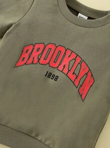 Baby Letter Graphic Sweatshirt & Joggers - Army Green - View 7