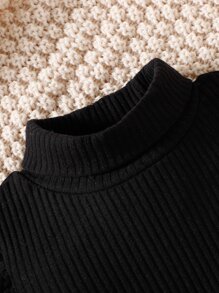 SHEIN Baby Girl Puff Sleeve Bodysuit & Houndstooth Print Suspender Skirt - Multicolor - View 7