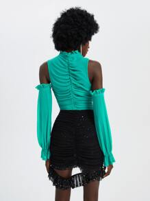 Oaklynn Rose Đầm Cắt ra viền lá sen Pha lê kim cương Xù Viên lá sen Dây kéo Khối Màu Buổi tiệc - Nhiều màu - Xem 2