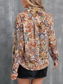 Paisley Print Button Front Shirt
