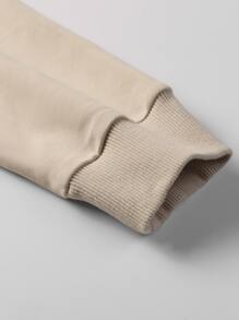 Manfinity Hombres Sudadera con bordado de cuello redondo - Albaricoque - Ver 3