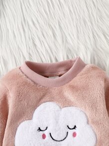 嬰兒卡通和字母刺繡衛衣和褲子