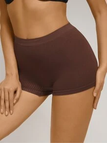 Solid Simple Shortie Brief - Rust Brown - View 4