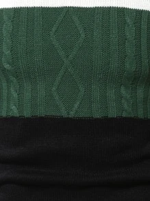 Manfinity 男士撞色麻花編織套頭毛衣 - 彩色 - 查看 6