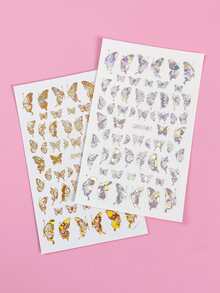 1 Sheet Butterfly Nail Art Stickers Laser Gold Butterfly Nail Design Sticker Adhesive Nail Decals Nail Art Foils Butterflies Stickers