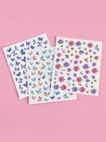 1 Sheet Butterfly Nail Art Stickers Laser Gold Butterfly Nail Design Sticker Adhesive Nail Decals Nail Art Foils Butterflies Stickers