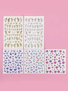 1 Sheet Butterfly Nail Art Stickers Laser Gold Butterfly Nail Design Sticker Adhesive Nail Decals Nail Art Foils Butterflies Stickers