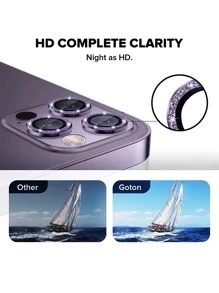 3入組閃光相機鏡頭保護膜相容於 iPhone 15/15Pro/15Plus/15Promax - 紫色 - 查看 5