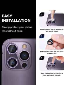 3入組閃光相機鏡頭保護膜相容於 iPhone 15/15Pro/15Plus/15Promax - 紫色 - 查看 7