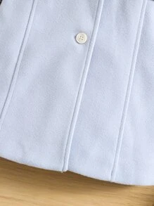 小女童羊絨領口單排釦花呢外套 - 藍色 - 查看 6