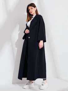 Mulvari Slogan Graphic Patch Back Longline Coat - Black - View 5