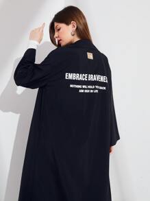 Mulvari Slogan Graphic Patch Back Longline Coat - Black - View 6