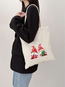 Ông già Noen In Mua sắm Túi tote - Màu be - Xem 2