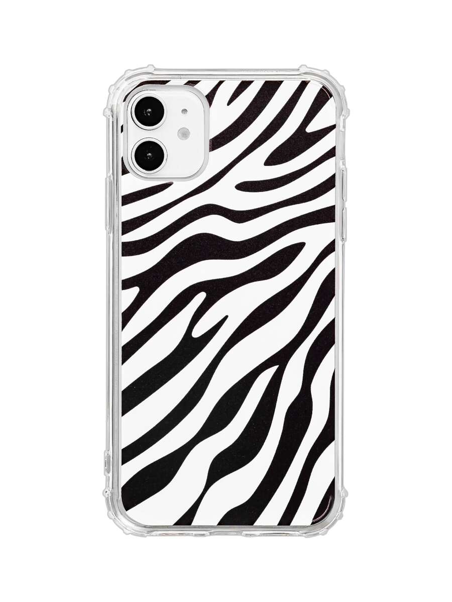 Apple Zebra Camo 防摔透明外壳 适用于 iPhone 16/16Pro/16PLUS/16Promax - 黑與白 - 查看 1