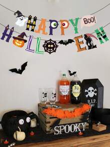 1pc Halloween Decorative Pull Flag - Multicolor - View 1