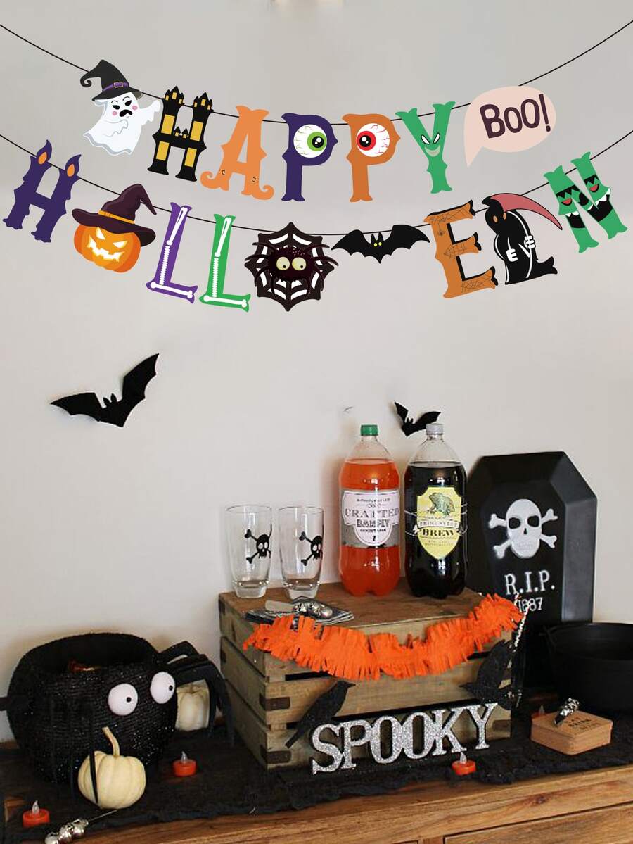 1pc Halloween Decorative Pull Flag - Multicolor - View 1