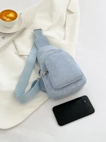 Mini Solid Simplex Luxurious Corduroy Leopard Print Chest Bag