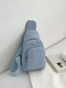 Mini Solid Simplex Luxurious Corduroy Leopard Print Chest Bag