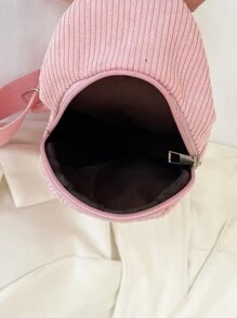 迷你纯色优雅灯芯绒豹纹胸包