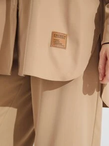 Mulvari Letter Graphic Drop Shoulder Shirt - Khaki - View 6