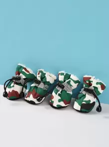 4 piezas Zapatos para mascota con patrón de camuflaje - Multicolor - Ver 3