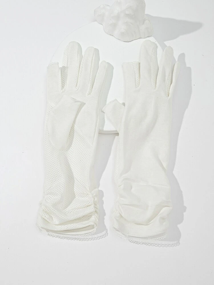 Solid Ruched Fingerless Gloves,Travel,Festival