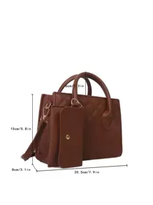 Bolso De Cuadros Acolchado Cuadrado Casual Para Negocios Con Monedero Para Niñas Adolescentes, Mujeres Estudiantes Universitarias, Novatas Y Trabajadoras De Cuello Blanco, Perfecto Para Oficina, Universidad, Trabajo, Negocios, Desplazamiento, Exteriores, Viajes Y Salidas Con Monedero