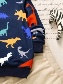 小男童恐龍印花衛衣和衛褲 - 彩色 - 查看 3