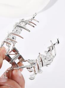 Flower & Faux Pearl Decor Hair Claw Royal - Silver - View 6