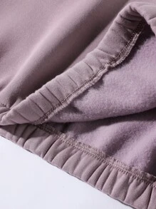 Manfinity Hypemode 鬆身男式字母拼接細節半拉鍊保暖極絨衫 - 淺灰紫 - 查看 4