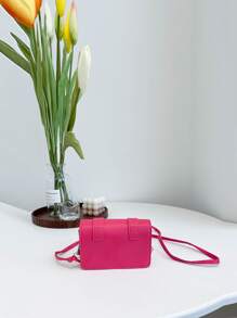 Mini Minimalist Flap Square Bag - Hot Pink - View 3
