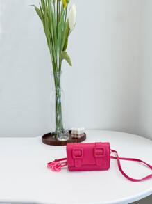 Mini Minimalist Flap Square Bag - Hot Pink - View 7