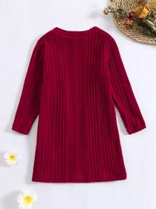 Niñas Abrigo con parte delantera abierta tejido de canalé - Burdeos - Ver 2