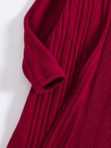 Niñas Abrigo con parte delantera abierta tejido de canalé - Burdeos - Ver 3