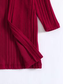 Niñas Abrigo con parte delantera abierta tejido de canalé - Burdeos - Ver 4