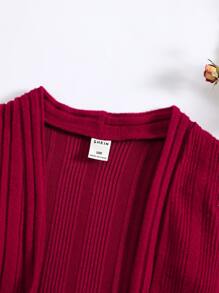 Niñas Abrigo con parte delantera abierta tejido de canalé - Burdeos - Ver 5